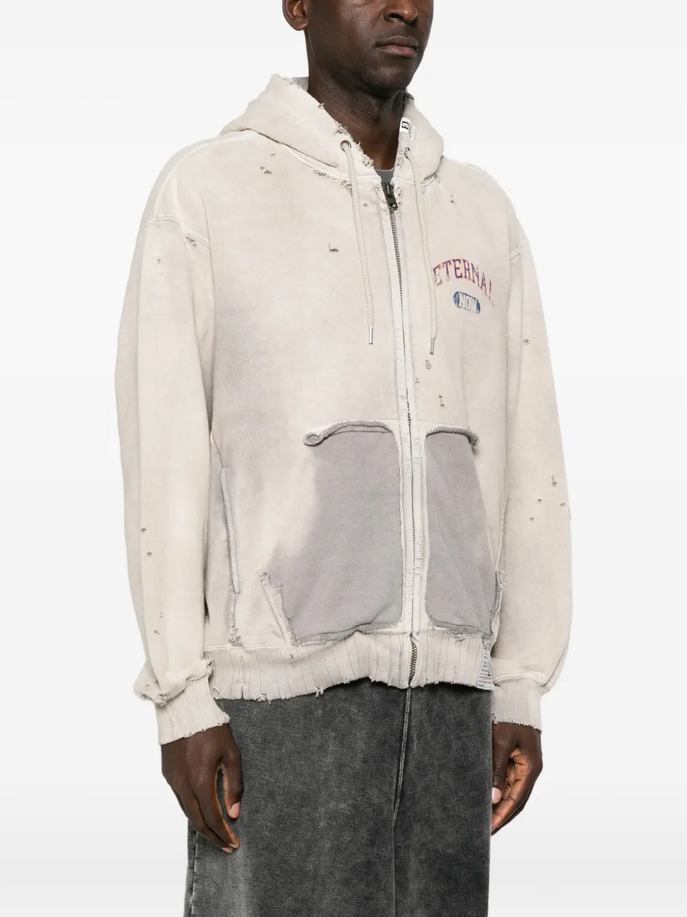 Maison MIHARA YASUHIRO Gerafelde hoodie met vervaagd effect Beige