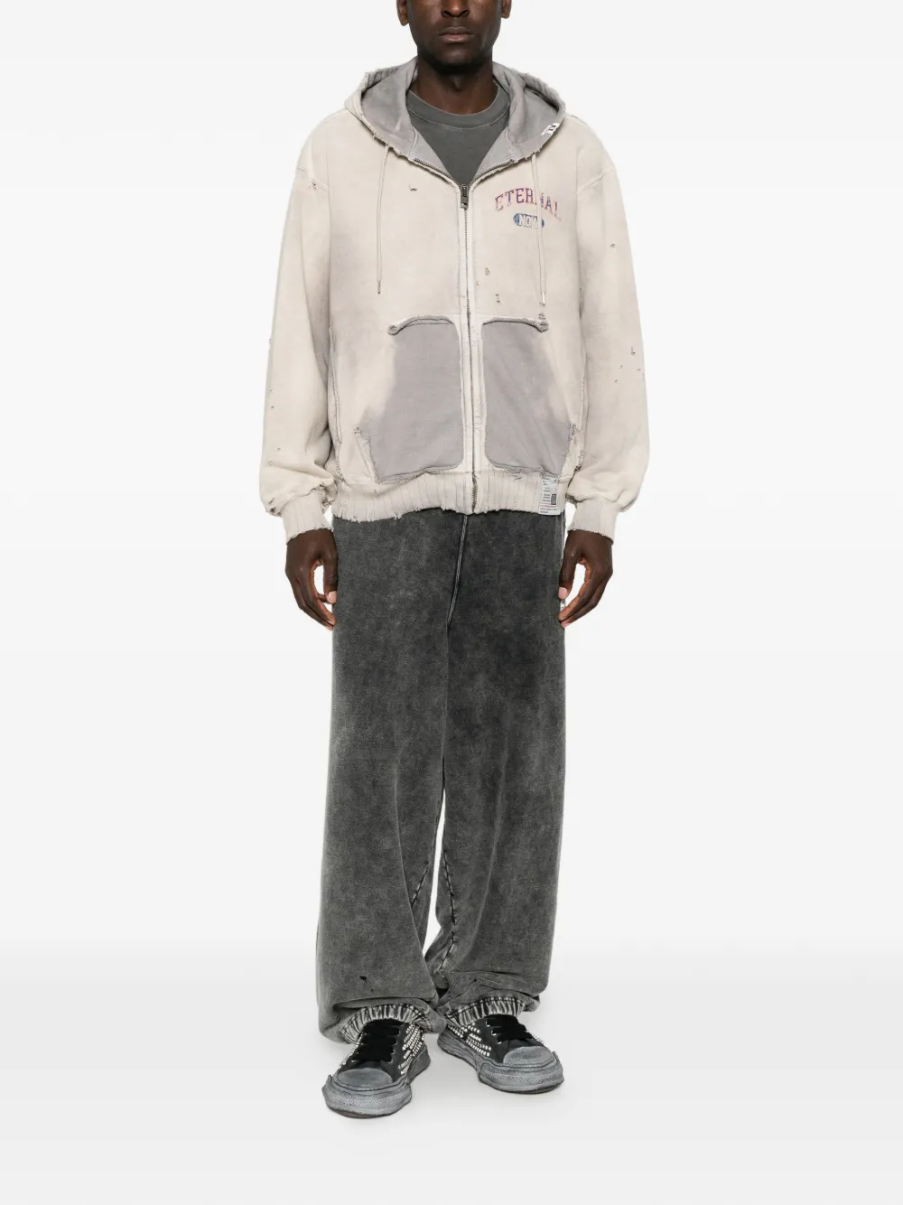 Maison MIHARA YASUHIRO Gerafelde hoodie met vervaagd effect Beige