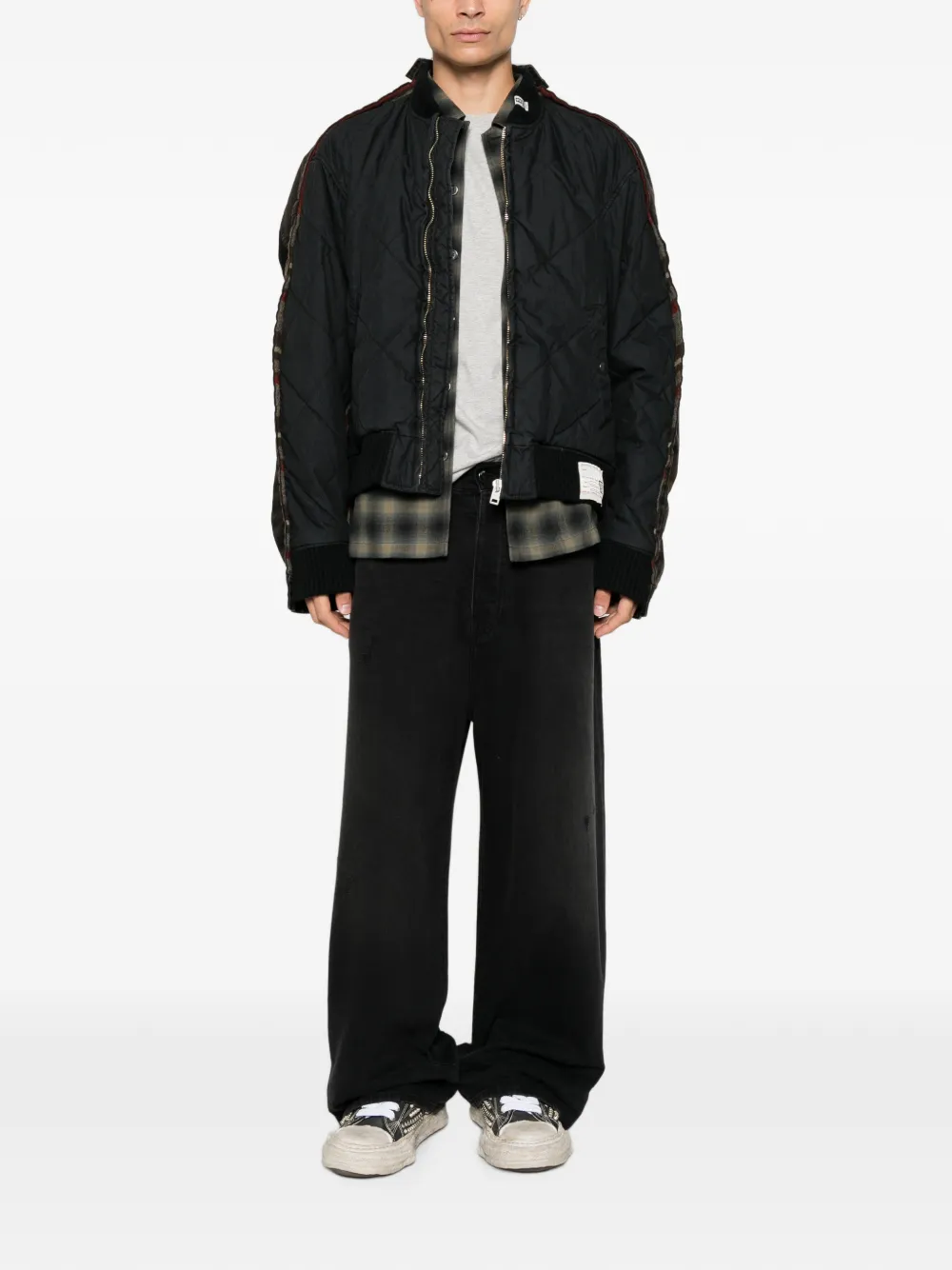 Miharayasuhiro Quilted Panel Denim Jacket In Black