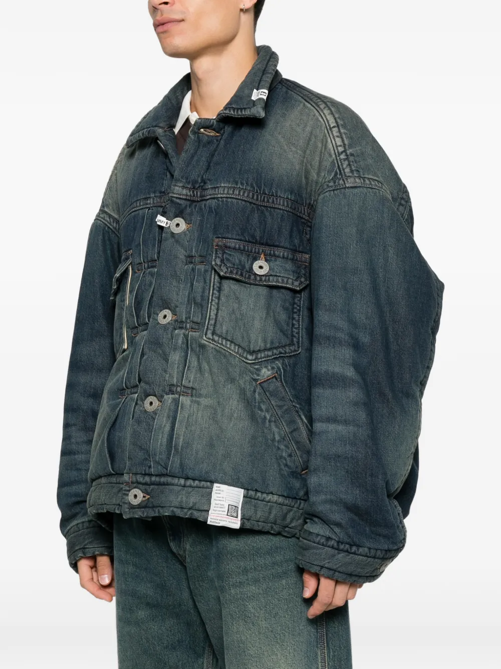 Maison MIHARA YASUHIRO puffer denim jacket Blauw