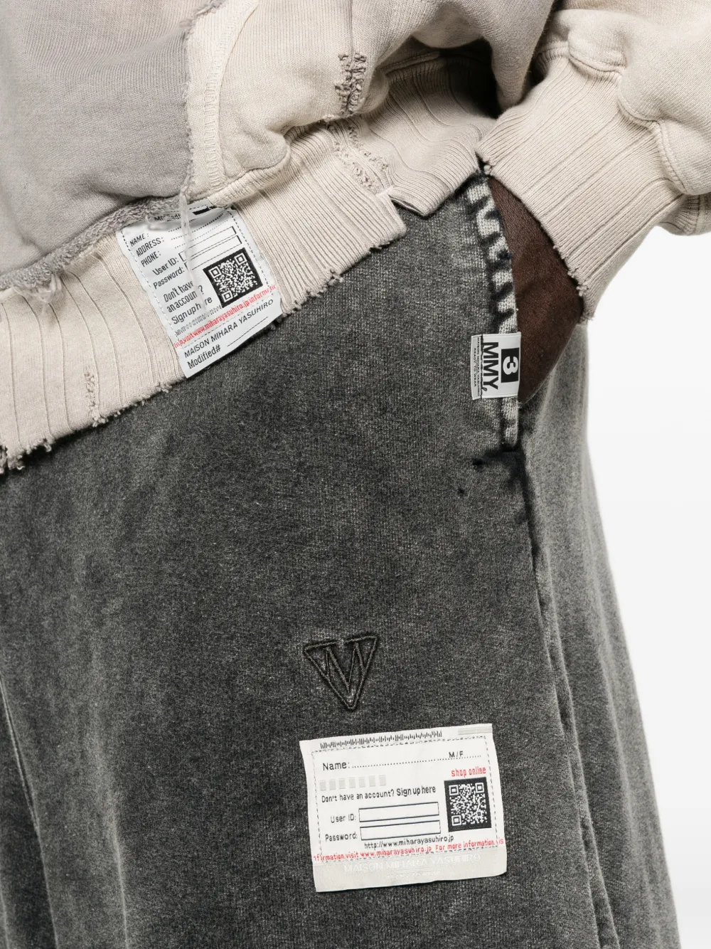 Maison MIHARA YASUHIRO Trainingsbroek met wijde pijpen en gebleekt effect Grijs