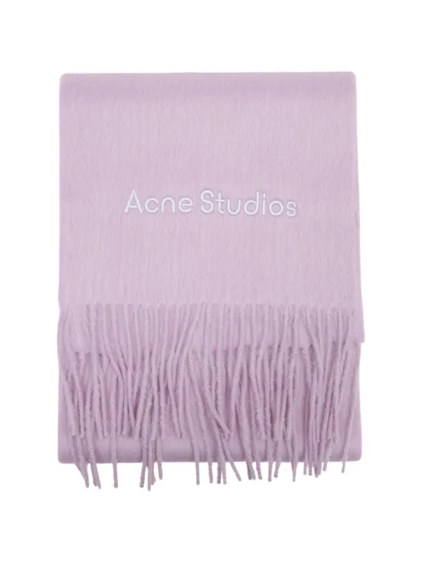 Acne Studios Logo-lettering Fringed Scarf in Pink