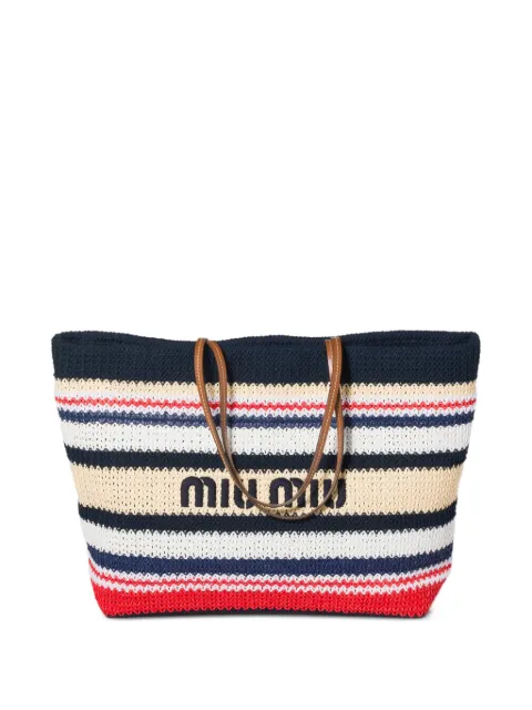 Miu Miu raffia-effect woven tote bag