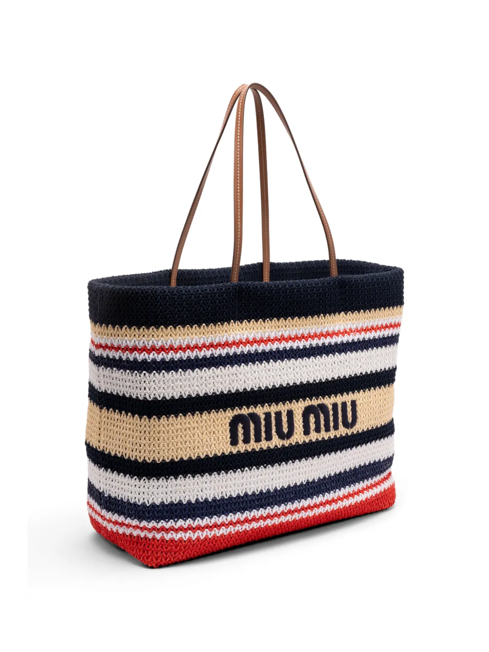Miu Miu raffia-effect Woven Tote Bag | Blue | FARFETCH
