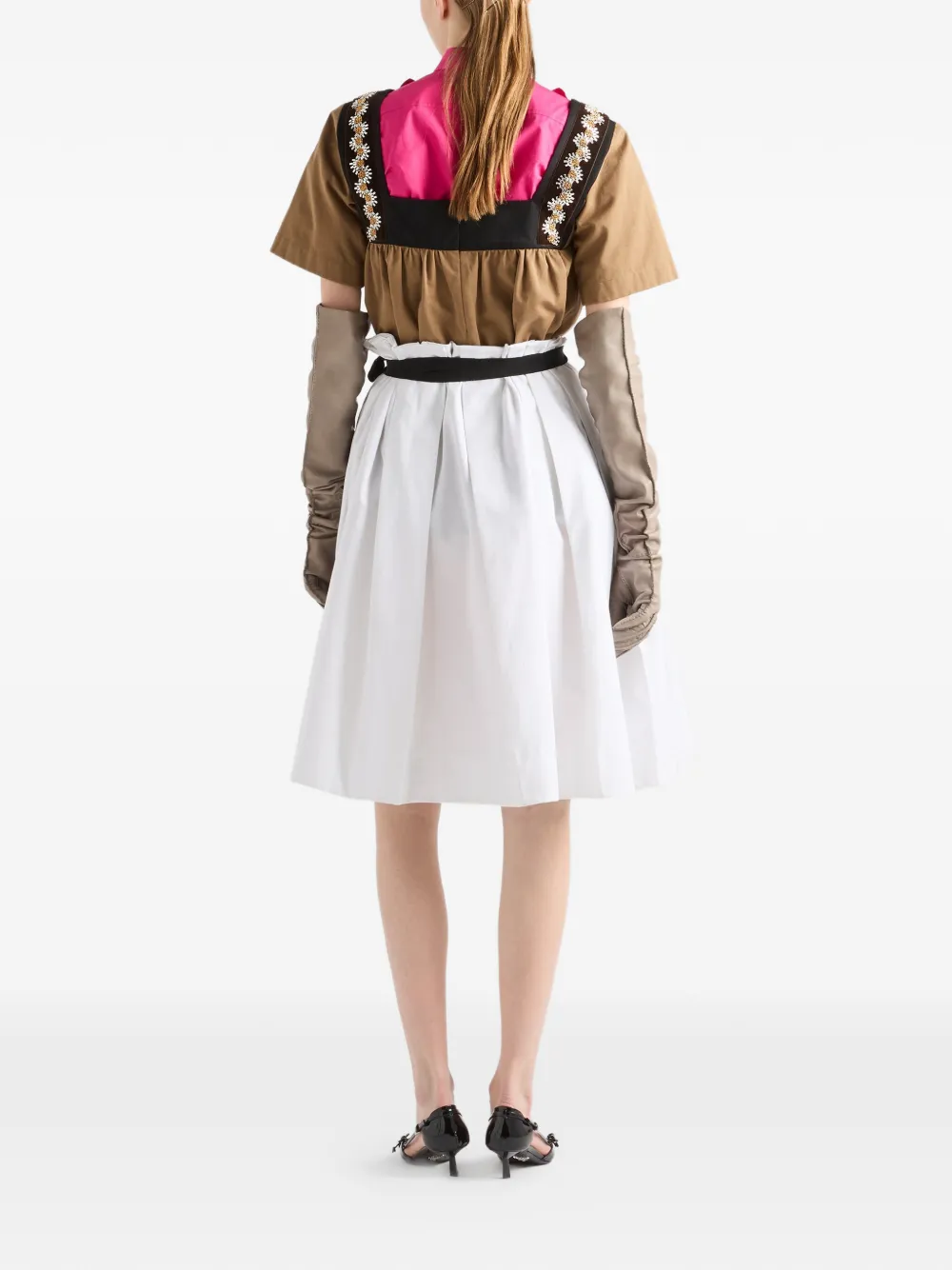 belted gabardine skirt