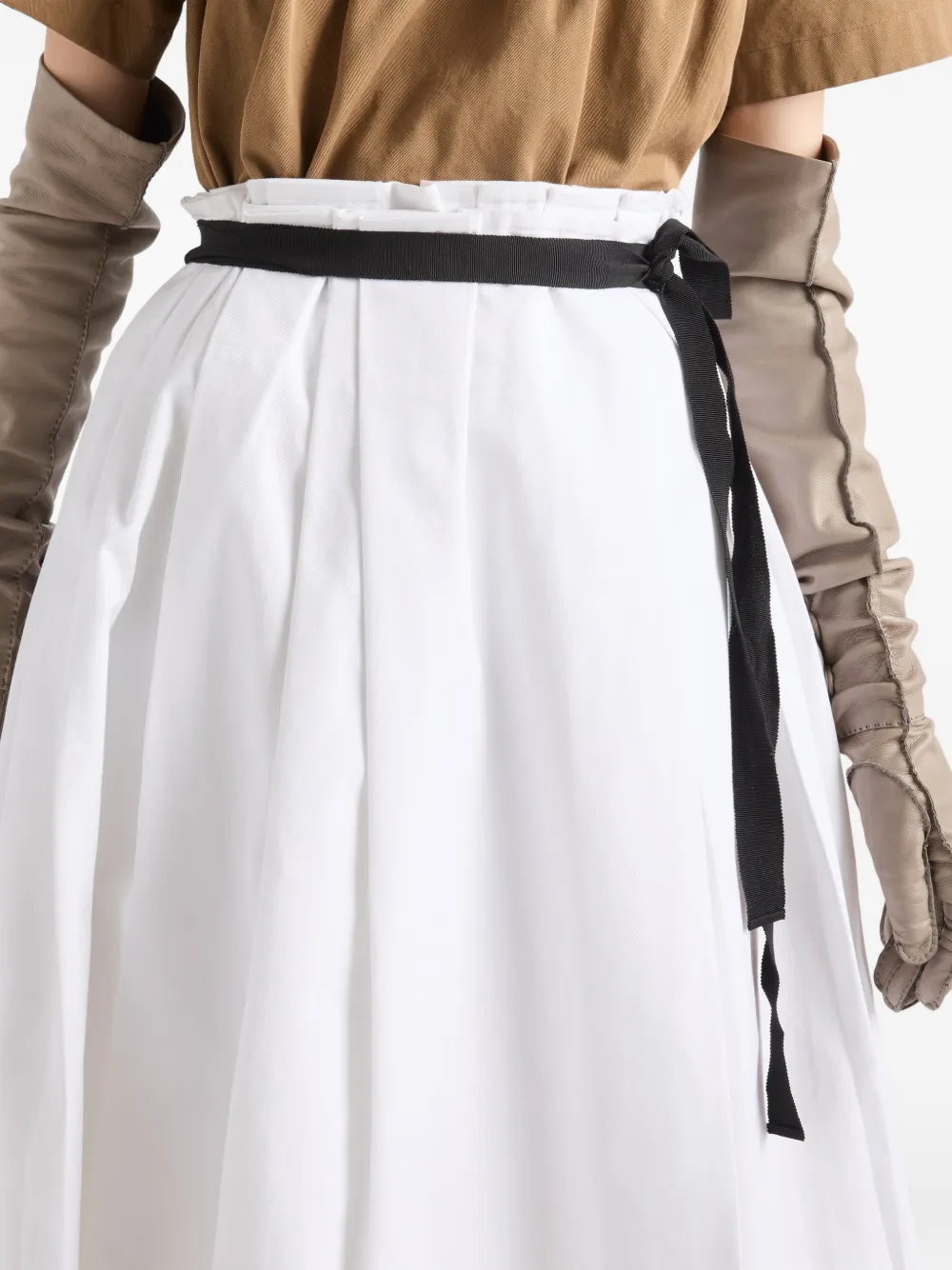 belted gabardine skirt