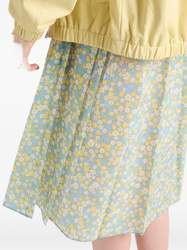 Prada Full floral-print Re-Nylon Skirt | Blue | FARFETCH