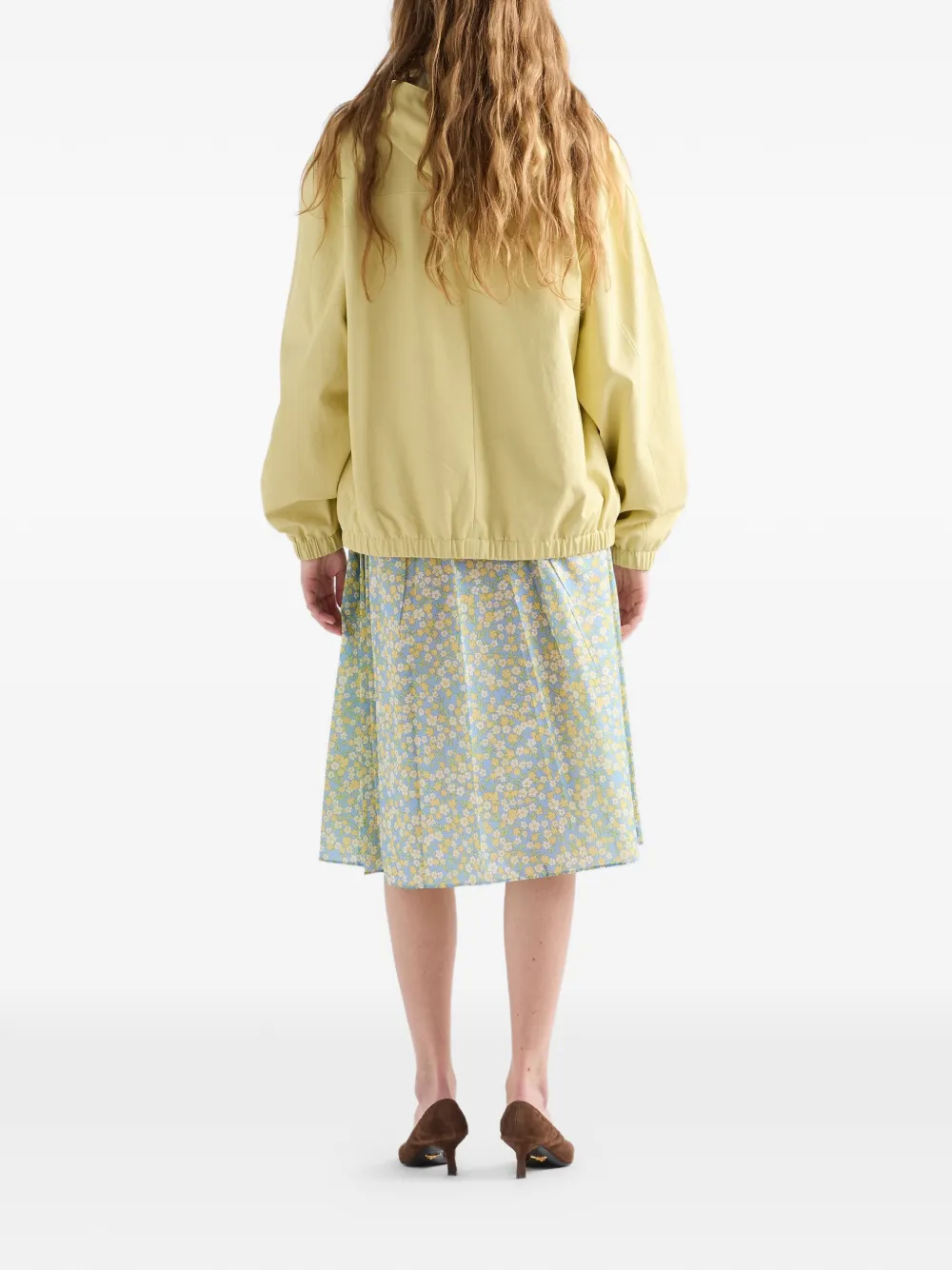  Prada Full Floral-print Re-nylon Skirt - Blue 