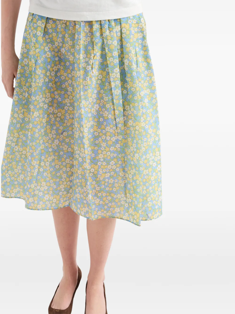 Prada Re-Nylon rok met bloemenprint Blauw