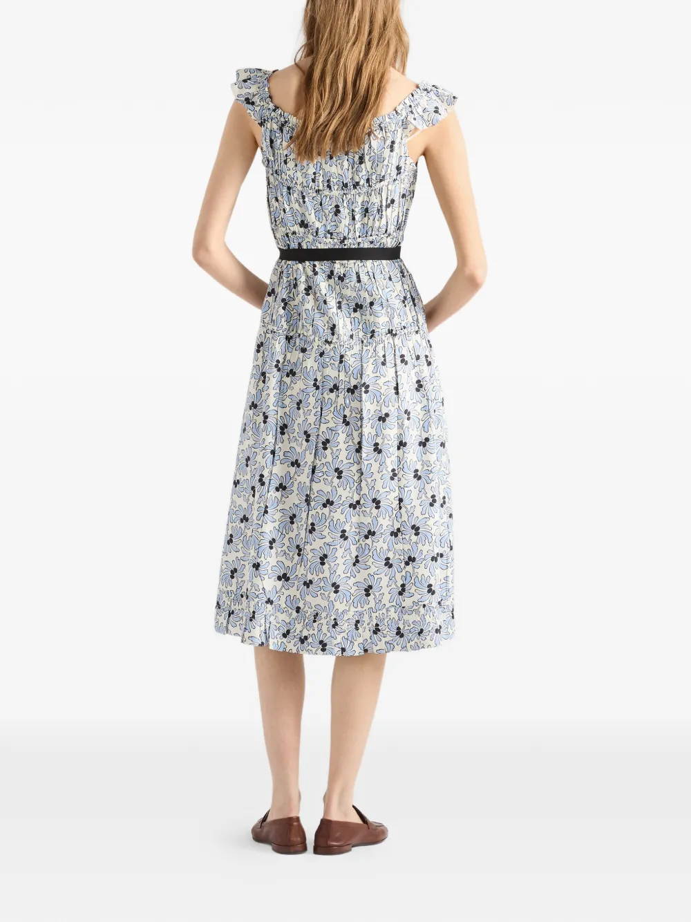 Prada Pongéjurk met bloemenprint Wit