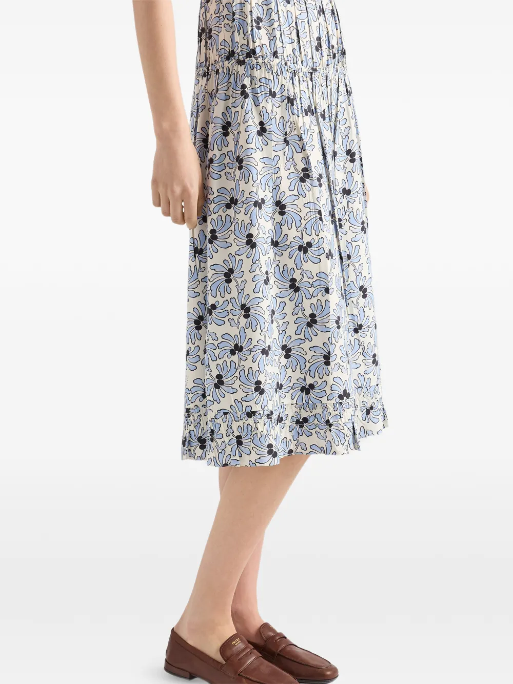 Prada Pongéjurk met bloemenprint Wit