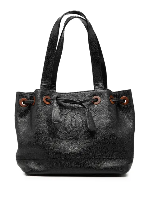 CHANEL Pre-Owned 2002-2003 CC Caviar Drawstring tote bag
