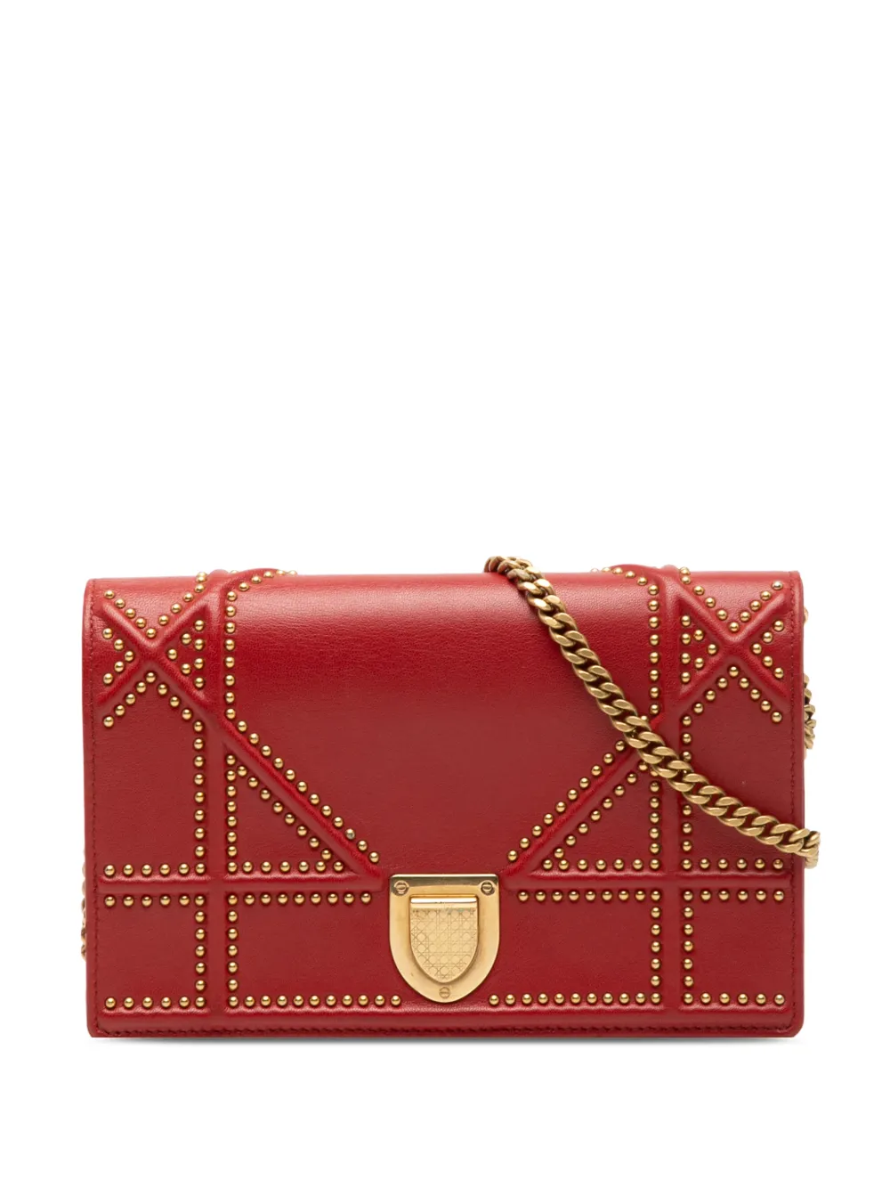 Christian Dior Pre-Owned 2017 Studded Lambskin Diorama Wallet on Chain crossbody bag - Rot