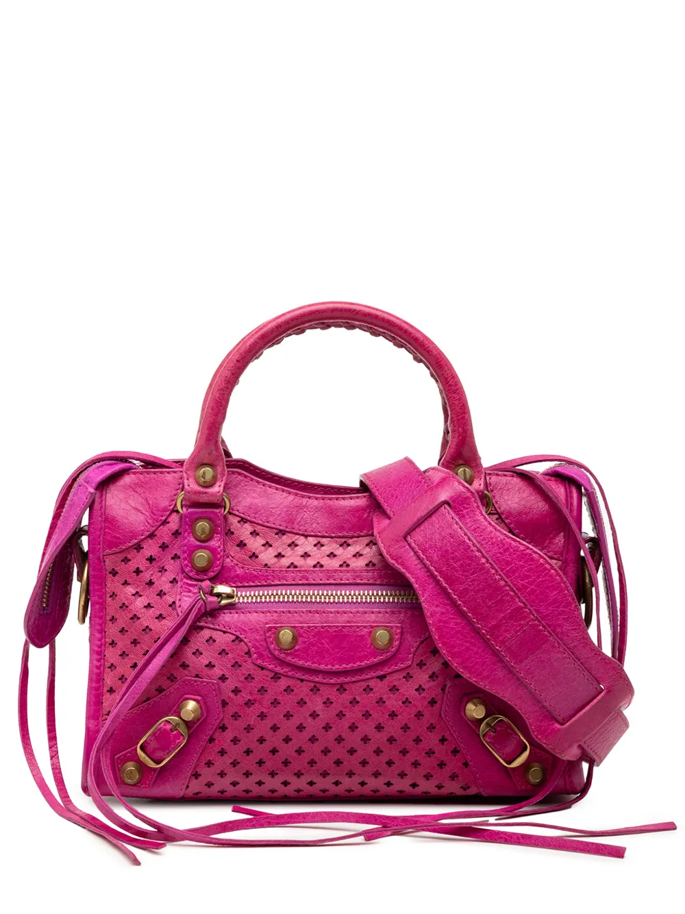 Balenciaga Pre-Owned 2013 Mini Lambskin Motocross Stadio Laser Cut Cross Classic City satchel - Rosa