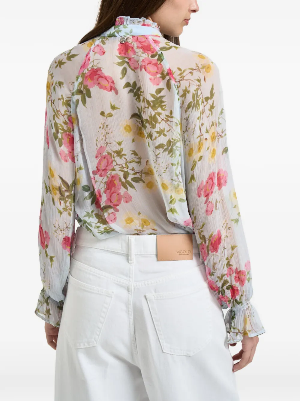  Liu Jo Ruffled Floral-print Blouse - Blue 