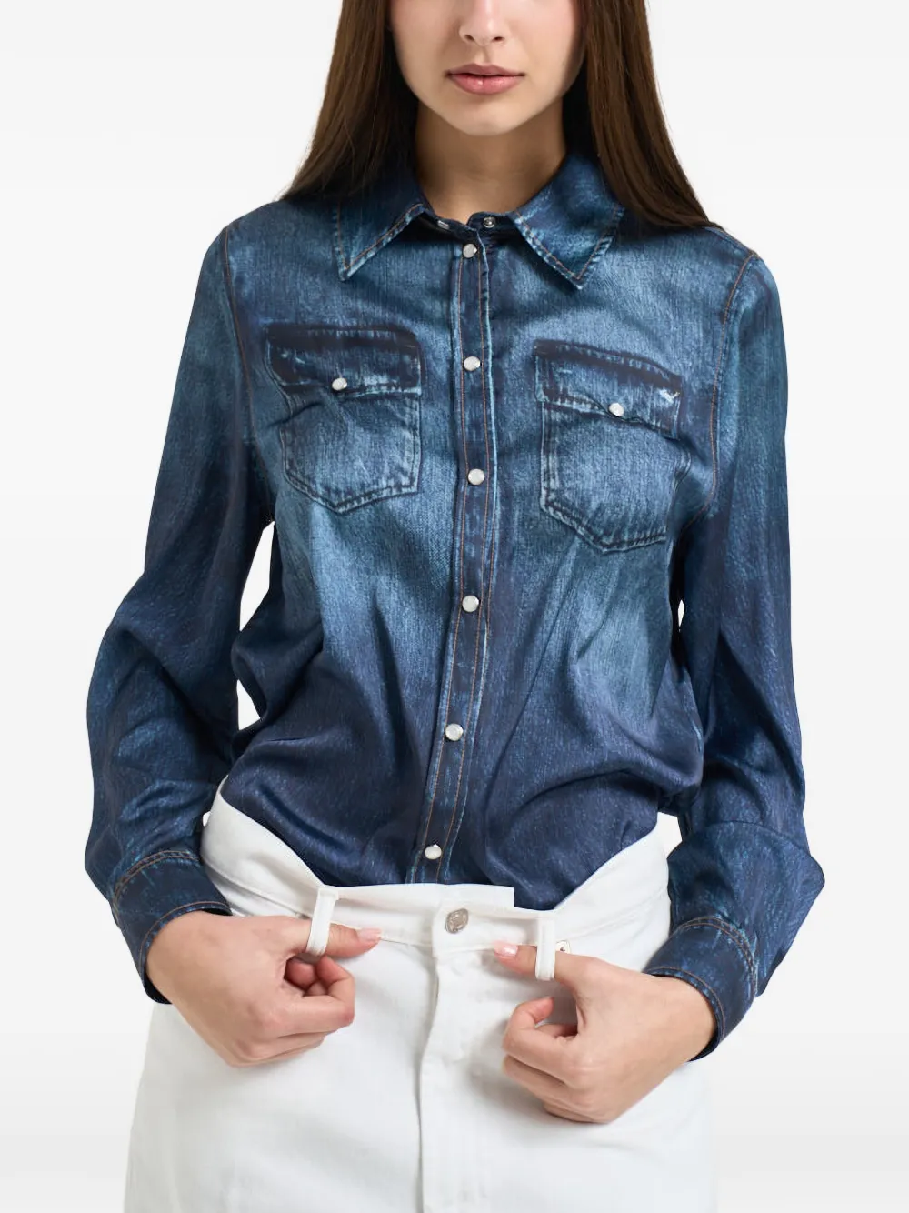 LIU JO long-sleeve pocket shirt - Blu