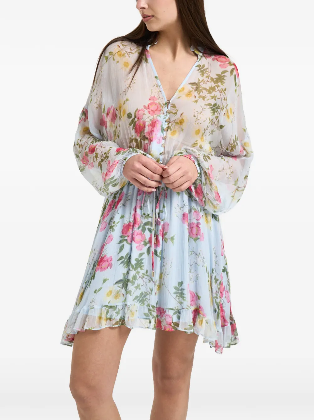 LIU JO floral-detail buttoned mini dress - Blu