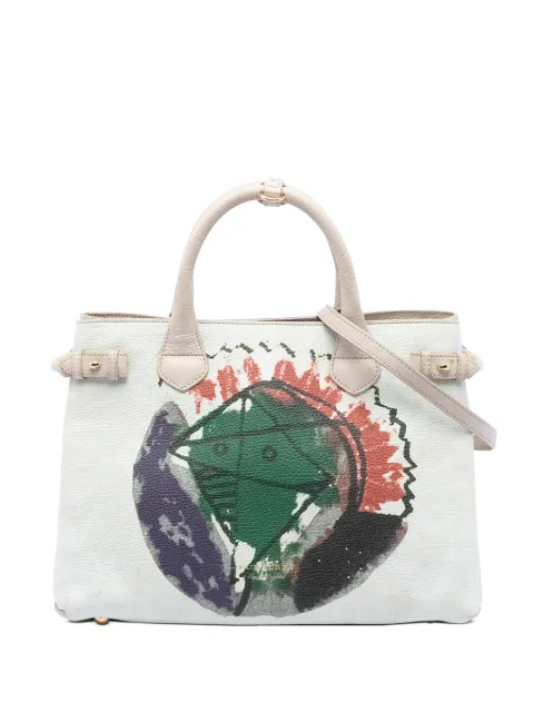 Burberry Pre-Owned 2000-2017 Medium Leather and House Check Canvas Pallas Head Banner satchel