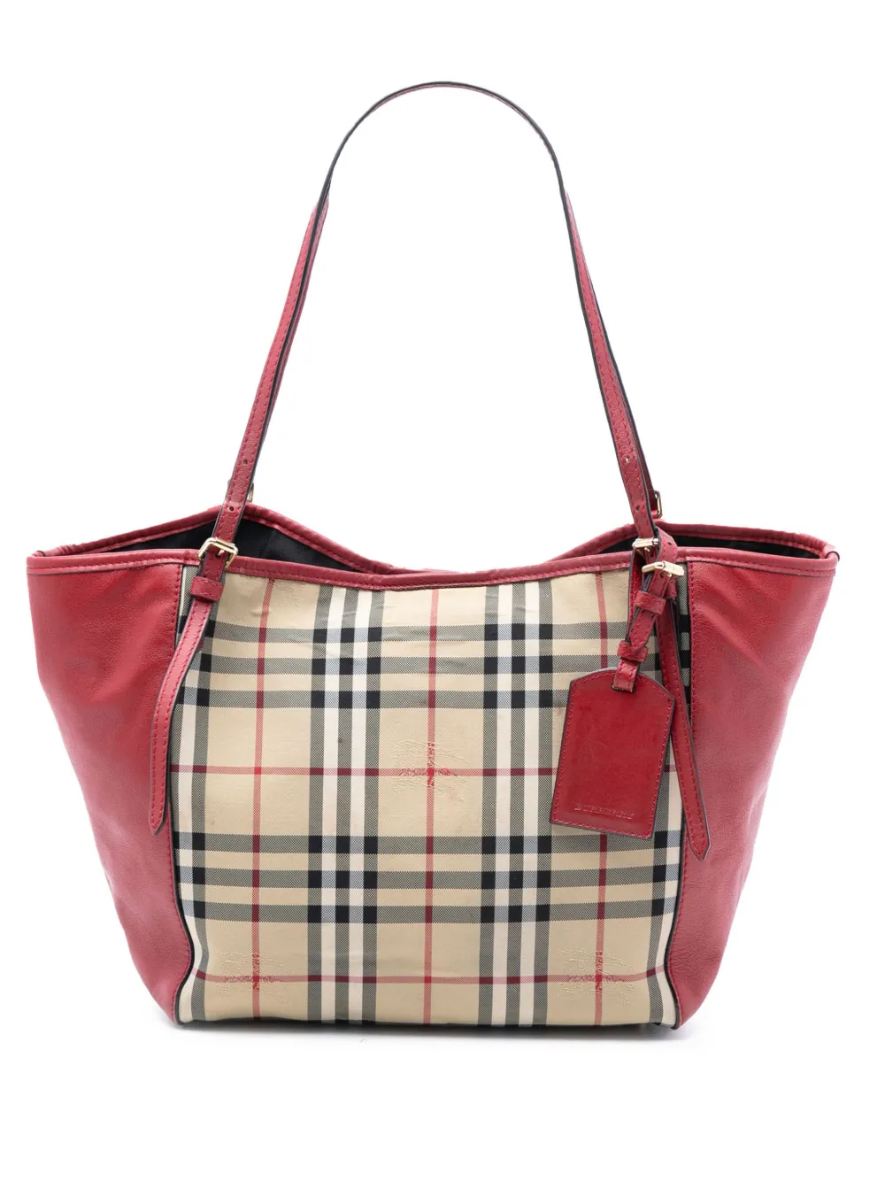 Burberry Pre-Owned 2000-2017 Small Haymarket Check Canvas and Leather Canterbury tote bag - Marrone