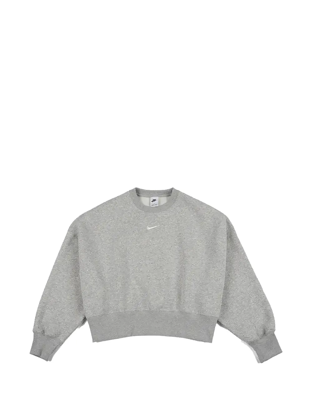 nike mini swoosh oversized cropped sweatshirt in gray