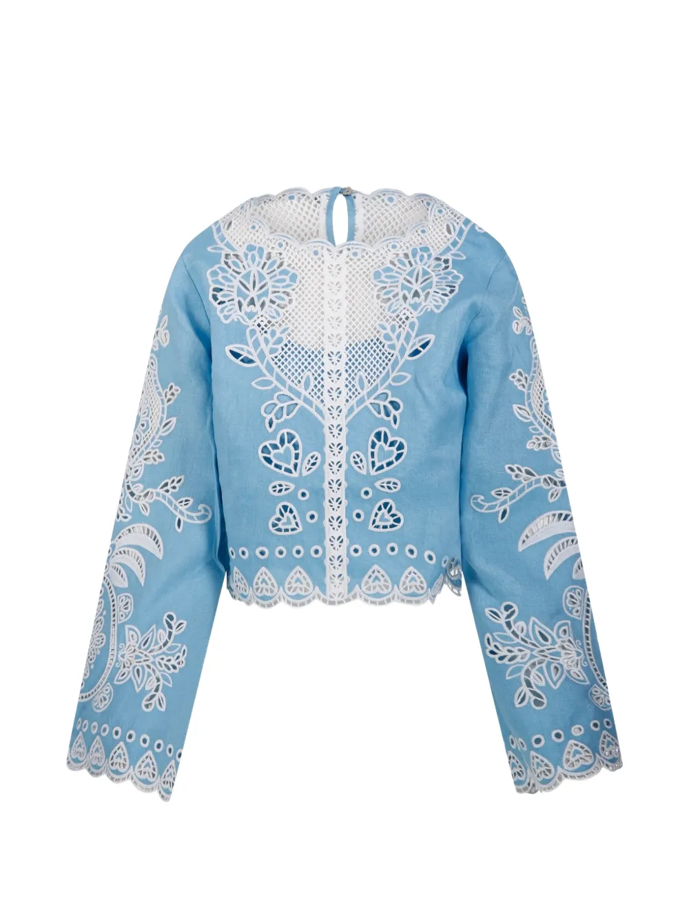 FARM Rio long-sleeve cut-out blouse - Blu