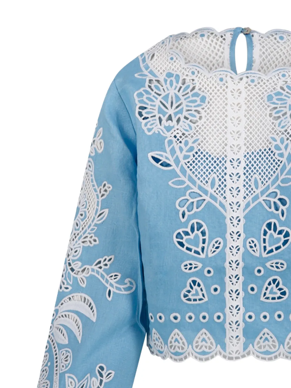 FARM Rio Blouse met lange mouwen en uitgesneden details Blauw