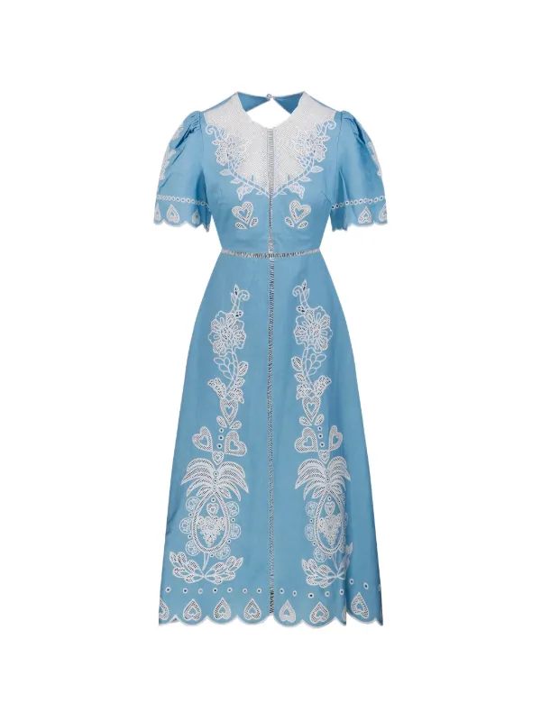 FARM Rio cut-out Embroidered Midi Dress | Blue | FARFETCH BH FARM Rio cut-out Embroidered Midi Dress | Blue | FARFETCH BH