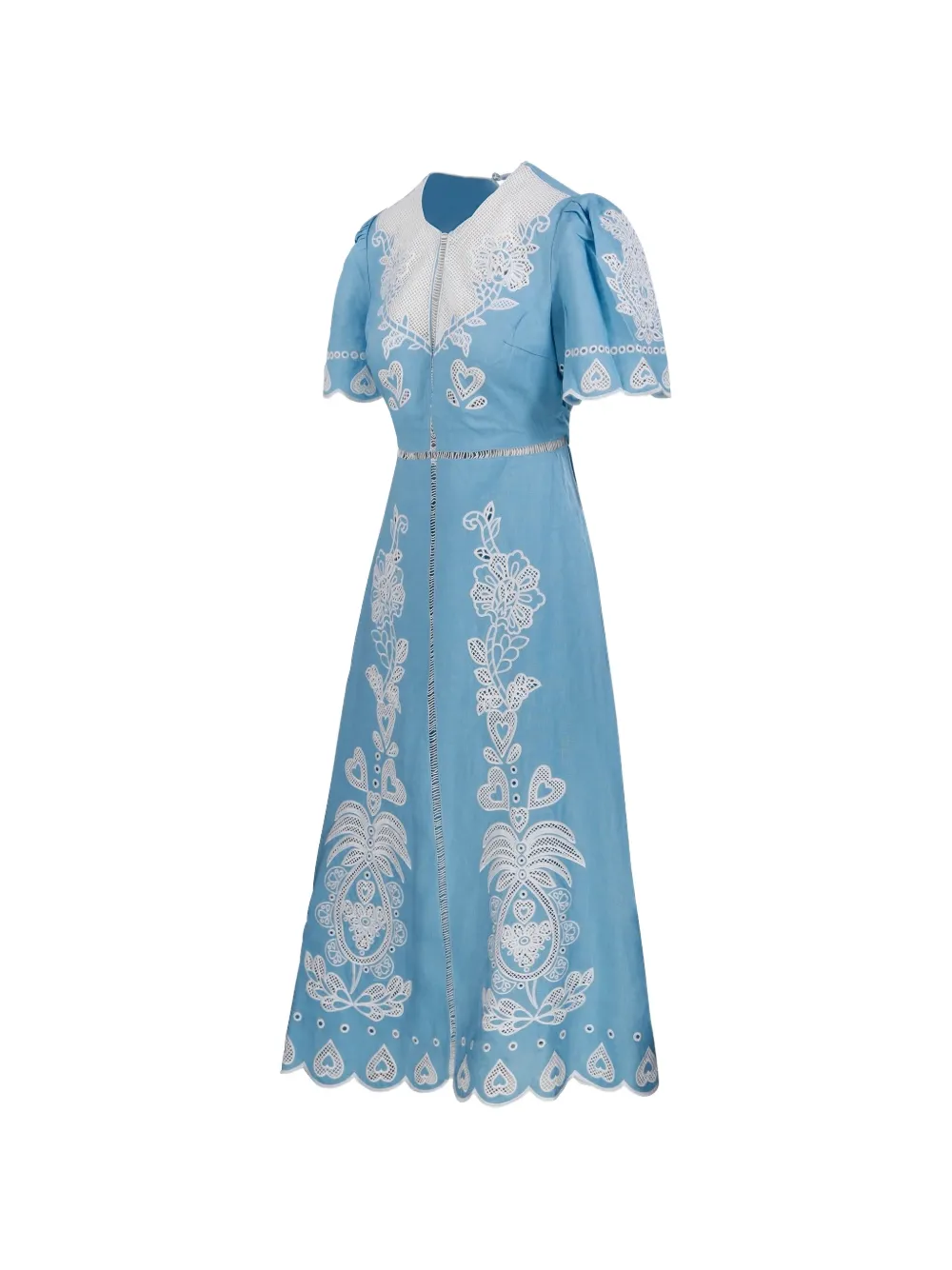 green emerald velvet dress Grey Blue Cut Out Midi Dress – FARM Rio main image 0