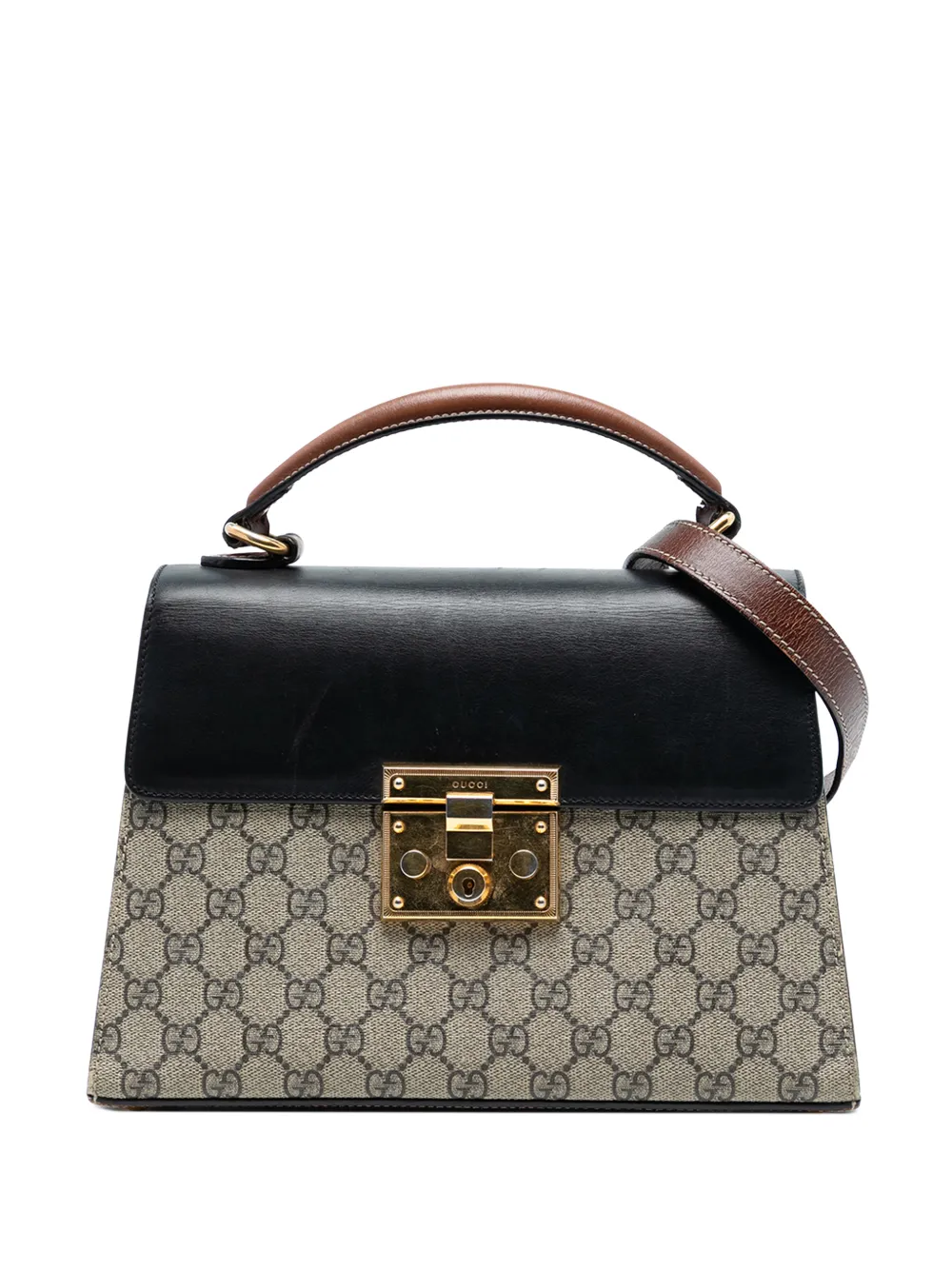 Gucci Pre-Owned 2016-2025 Small GG Supreme Padlock satchel - Marrone