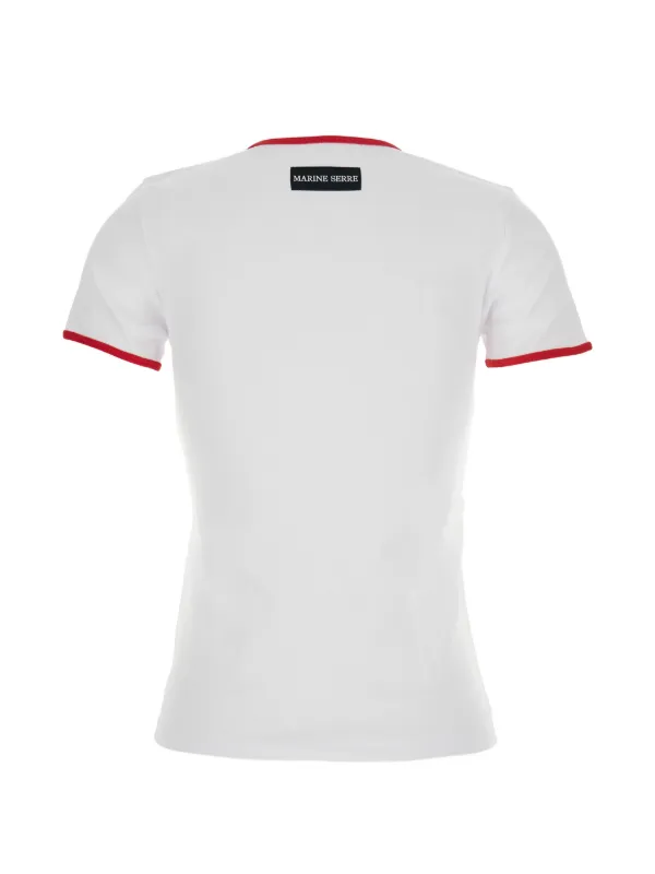 marine serre Tシャツ Marine Serre Embroidered Trim T-shirt | White | FARFETCH ZA