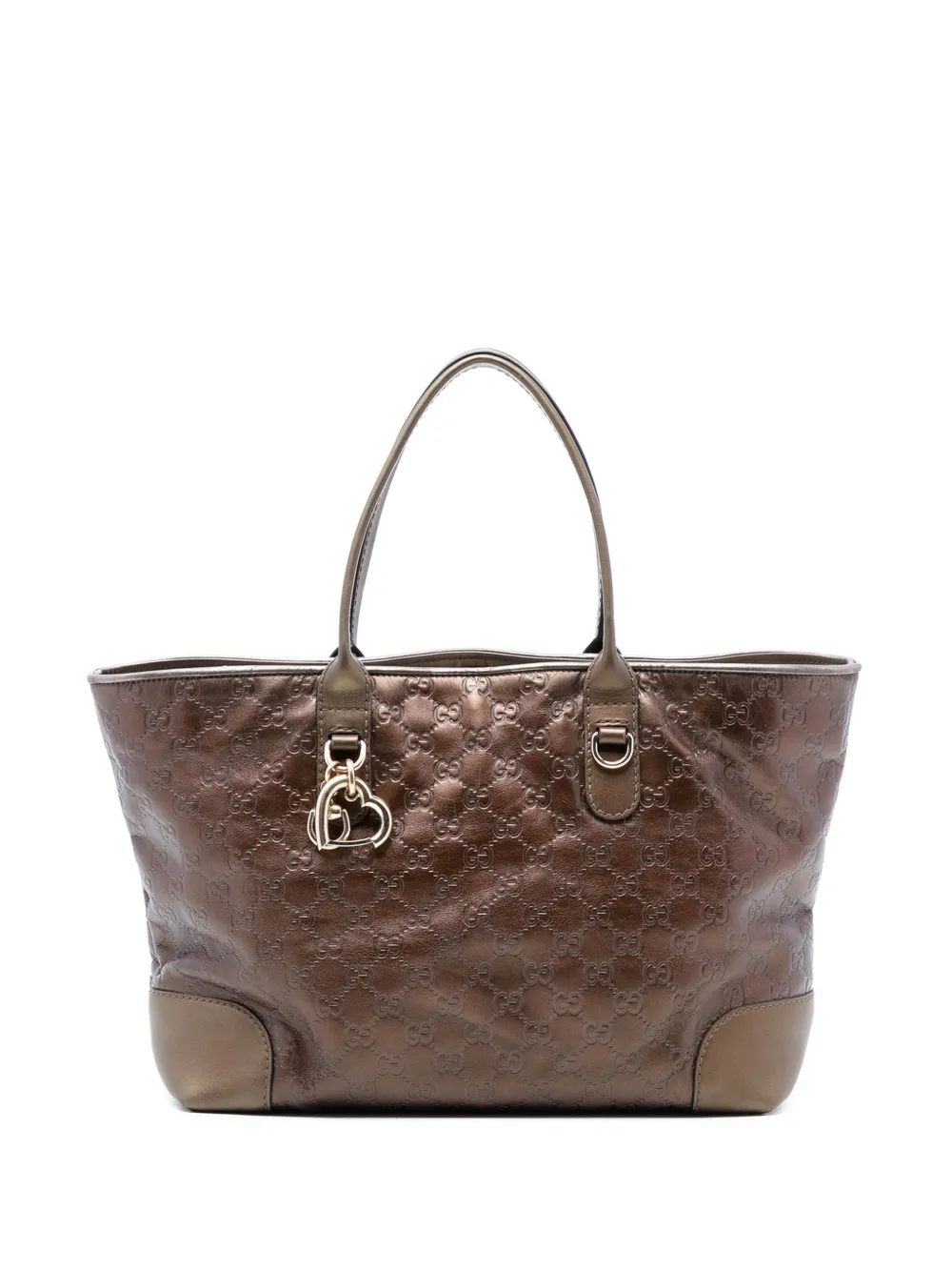 Gucci Pre-Owned 2016-2026 Metallic Guccissima Heart Bit tote bag - Marrone