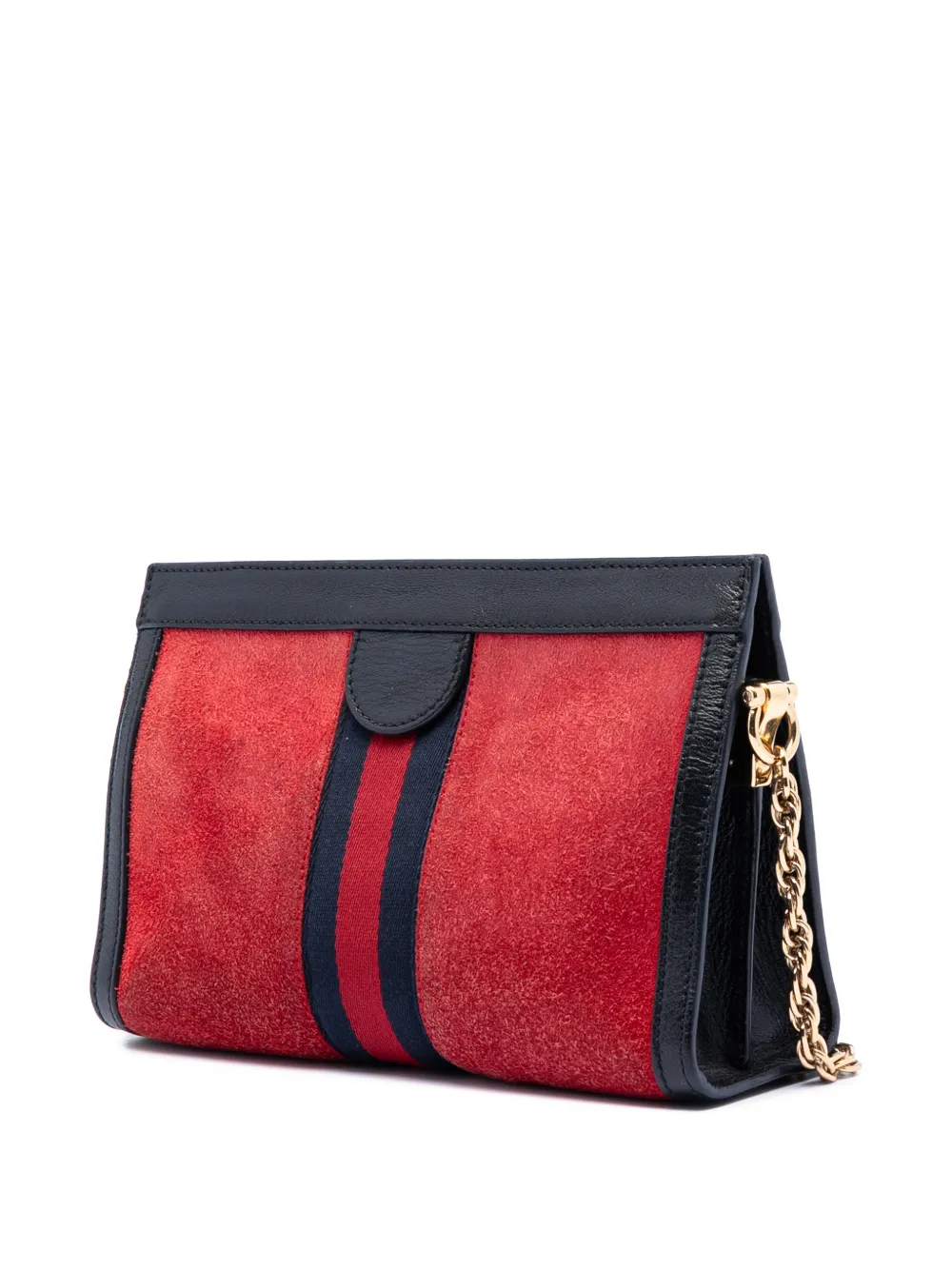  Gucci Pre-owned 2016-2026 Small Suede Ophidia Chain Crossbody Bag - Red 