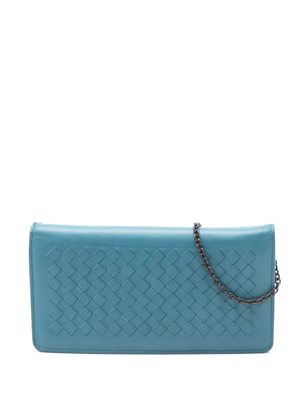 Bottega Veneta Pre-Owned 2012-2026 Nappa Intrecciato Continental Wallet on Chain crossbody bag - Blu