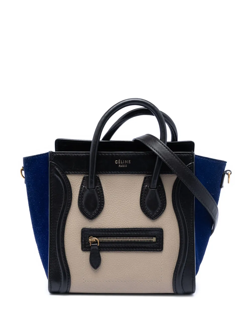 Celine Pre-Owned 2003 Nano Tricolor Leather Luggage Tote satchel - Marrone