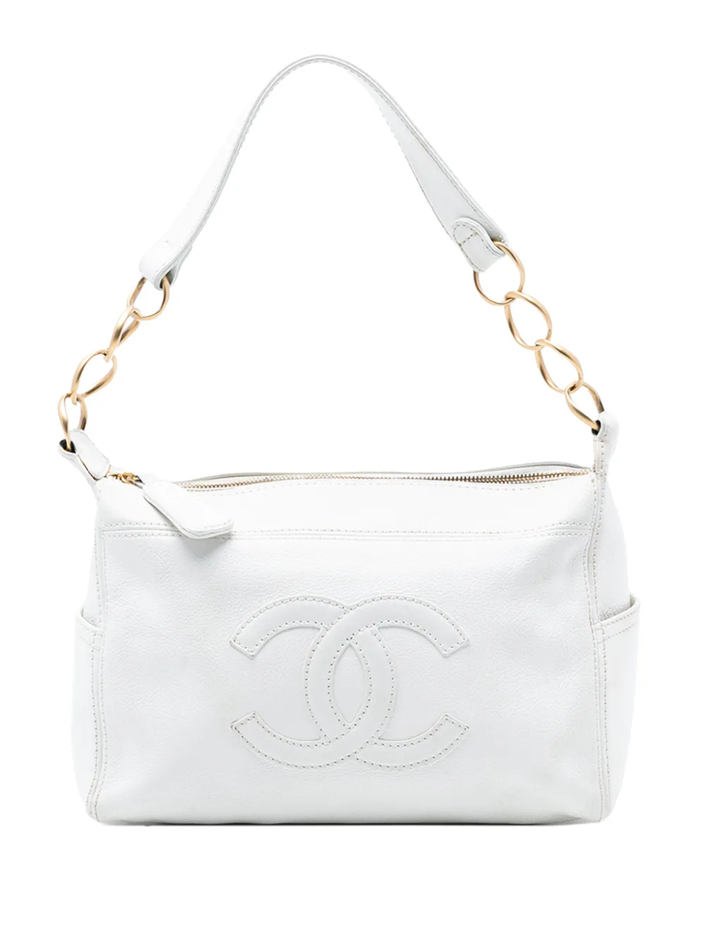 CHANEL Pre-Owned 2003-2004 CC Caviar Chain shoulder bag - Bianco