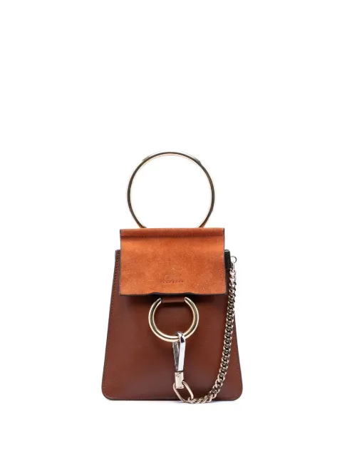 Chloé Pre-Owned 2019 Mini Calfskin and Suede Faye Bracelet Bag satchel