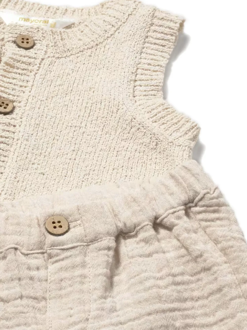 Mayoral button shorts set (set of three) Beige