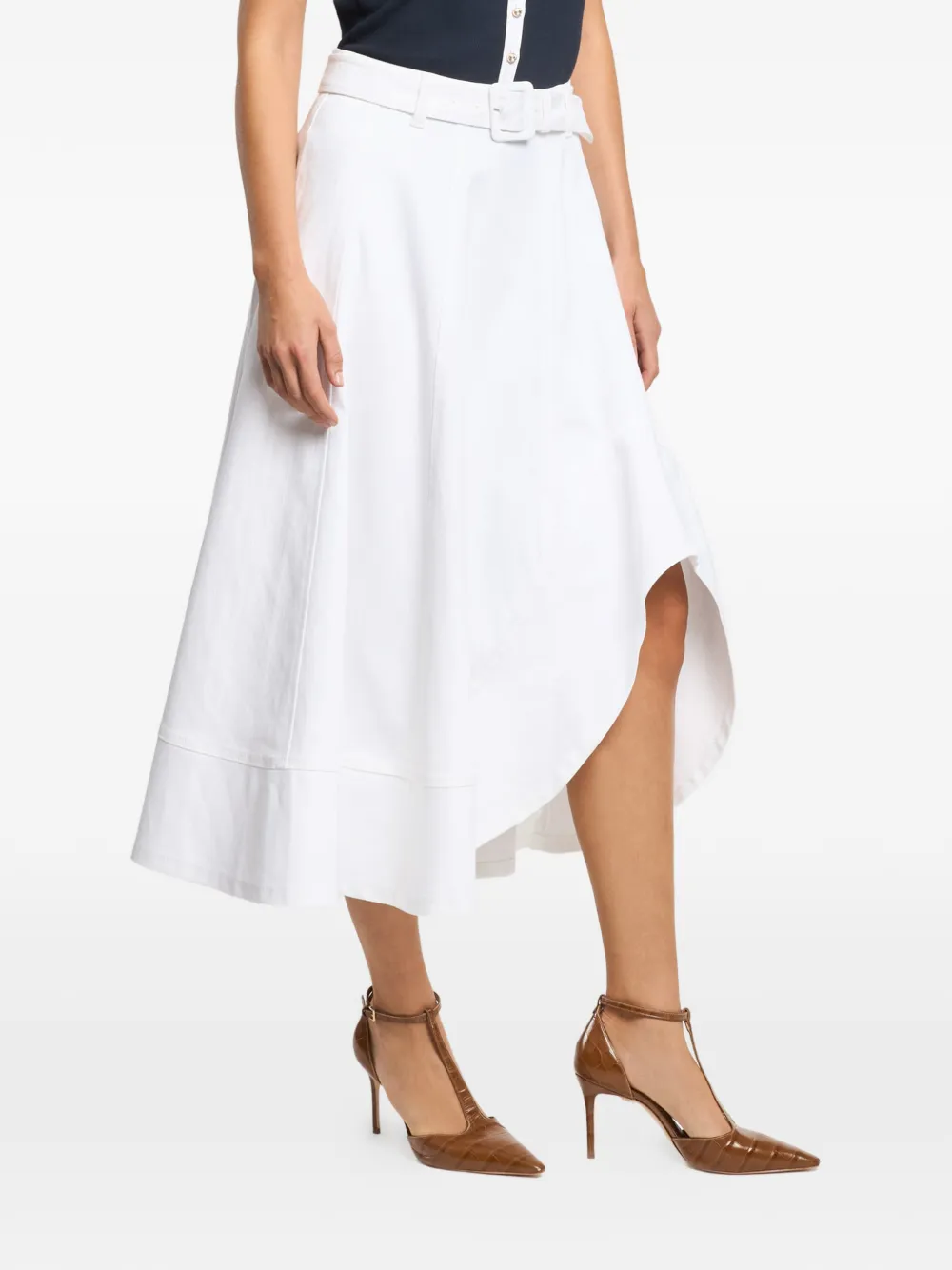 Cinq A Sept Jean asymmetrische midi-rok met ceintuur Wit