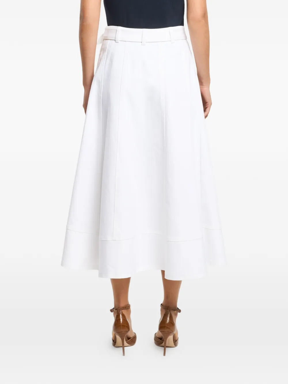 Cinq A Sept Jean asymmetrische midi-rok met ceintuur Wit