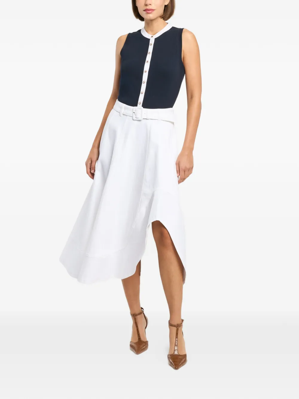 Cinq A Sept Jean asymmetrische midi-rok met ceintuur Wit