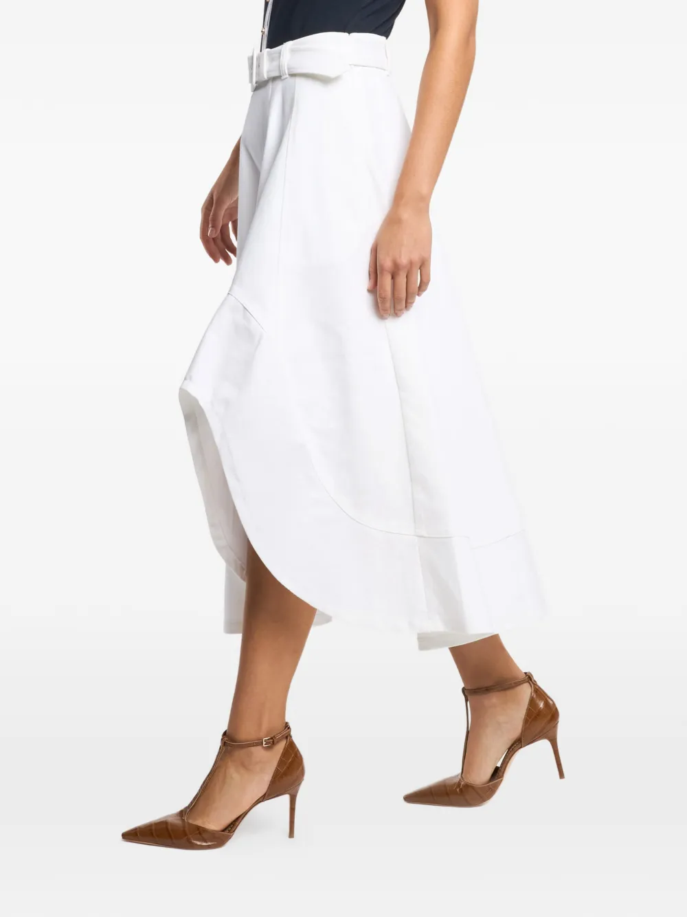 Cinq A Sept Jean asymmetrische midi-rok met ceintuur Wit