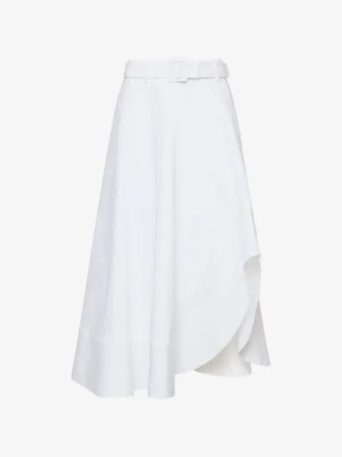 Cinq A Sept Zelda Jean belted asymmetric midi skirt