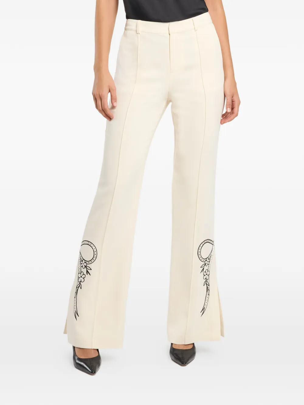 Cinq A Sept Abeline broek met bloemendetail Beige