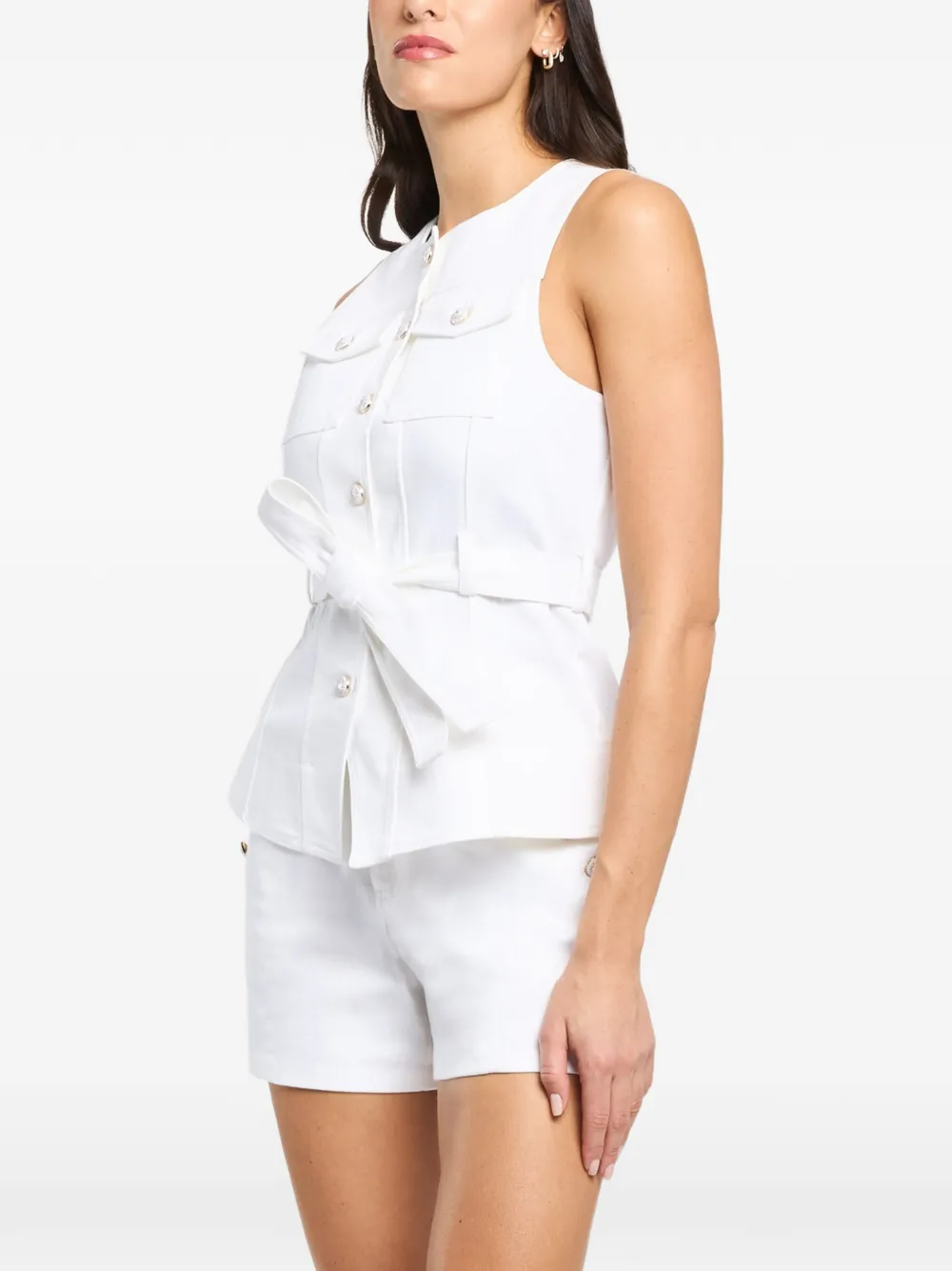  Cinq A Sept Button Belted Top - White 