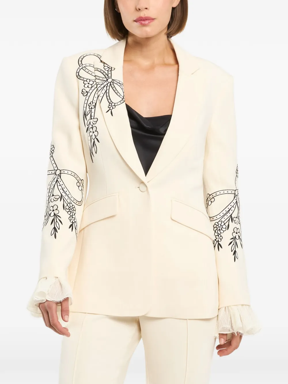  Cinq A Sept Cheyenne Cascading Ribbon Blazer - Neutrals 