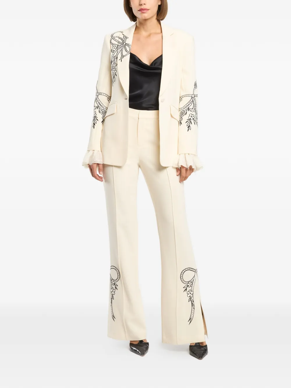  Cinq A Sept Cheyenne Cascading Ribbon Blazer - Neutrals 