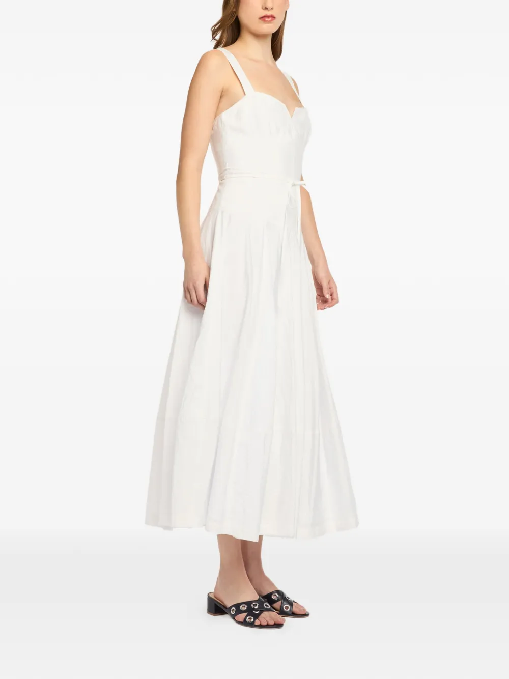 Cinq A Sept Jerome midi-jurk met sweetheart-hals en strik Wit