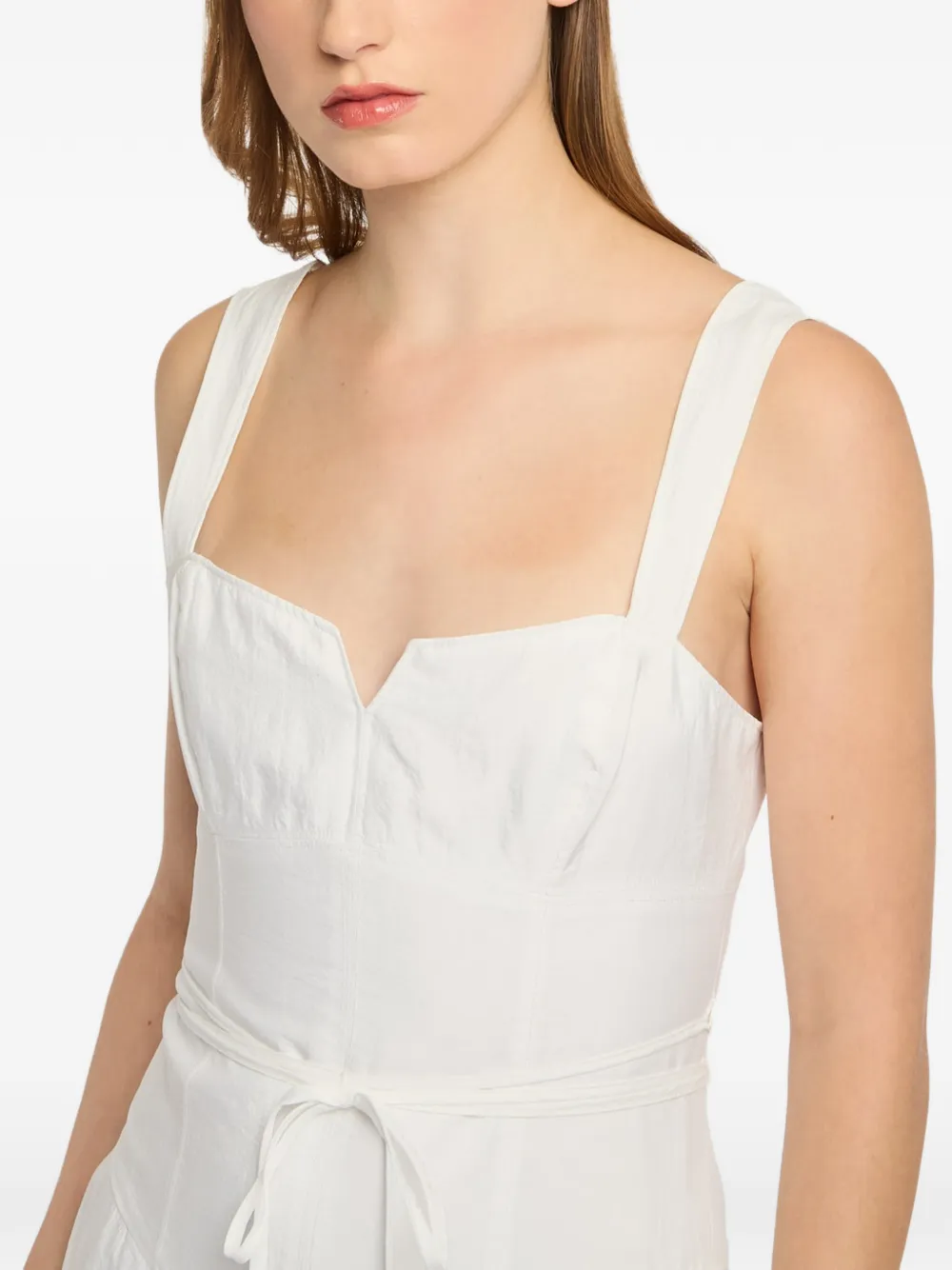 Cinq A Sept Jerome midi-jurk met sweetheart-hals en strik Wit