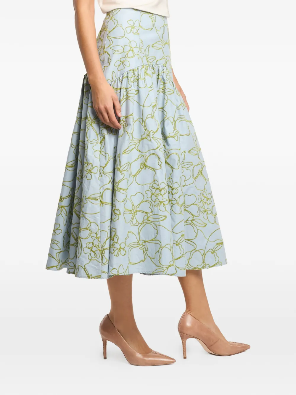Cinq A Sept Zoanne midi-rok met bloemenprint Blauw