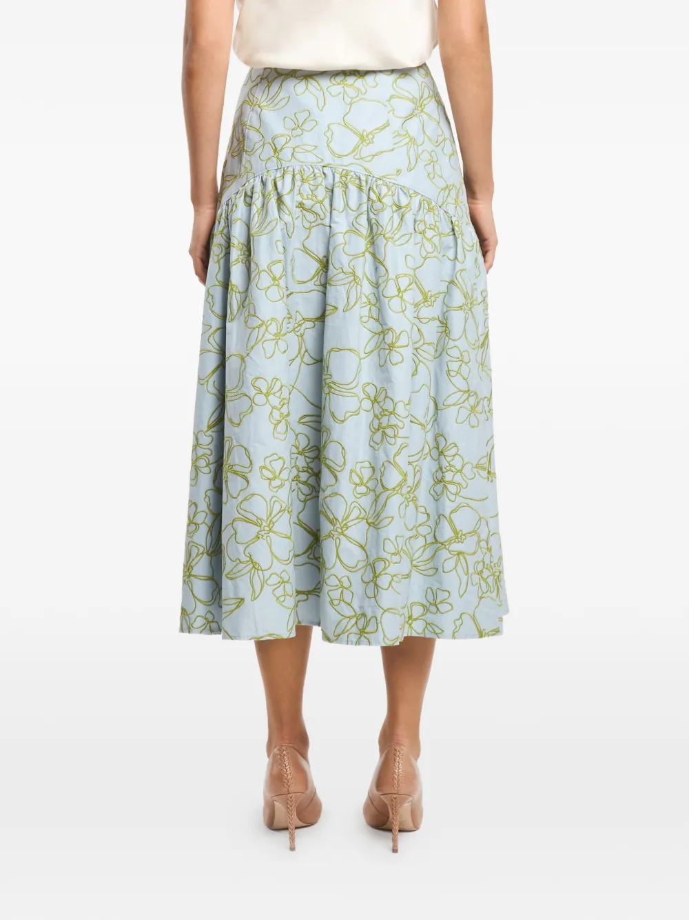 Cinq A Sept Zoanne midi-rok met bloemenprint Blauw